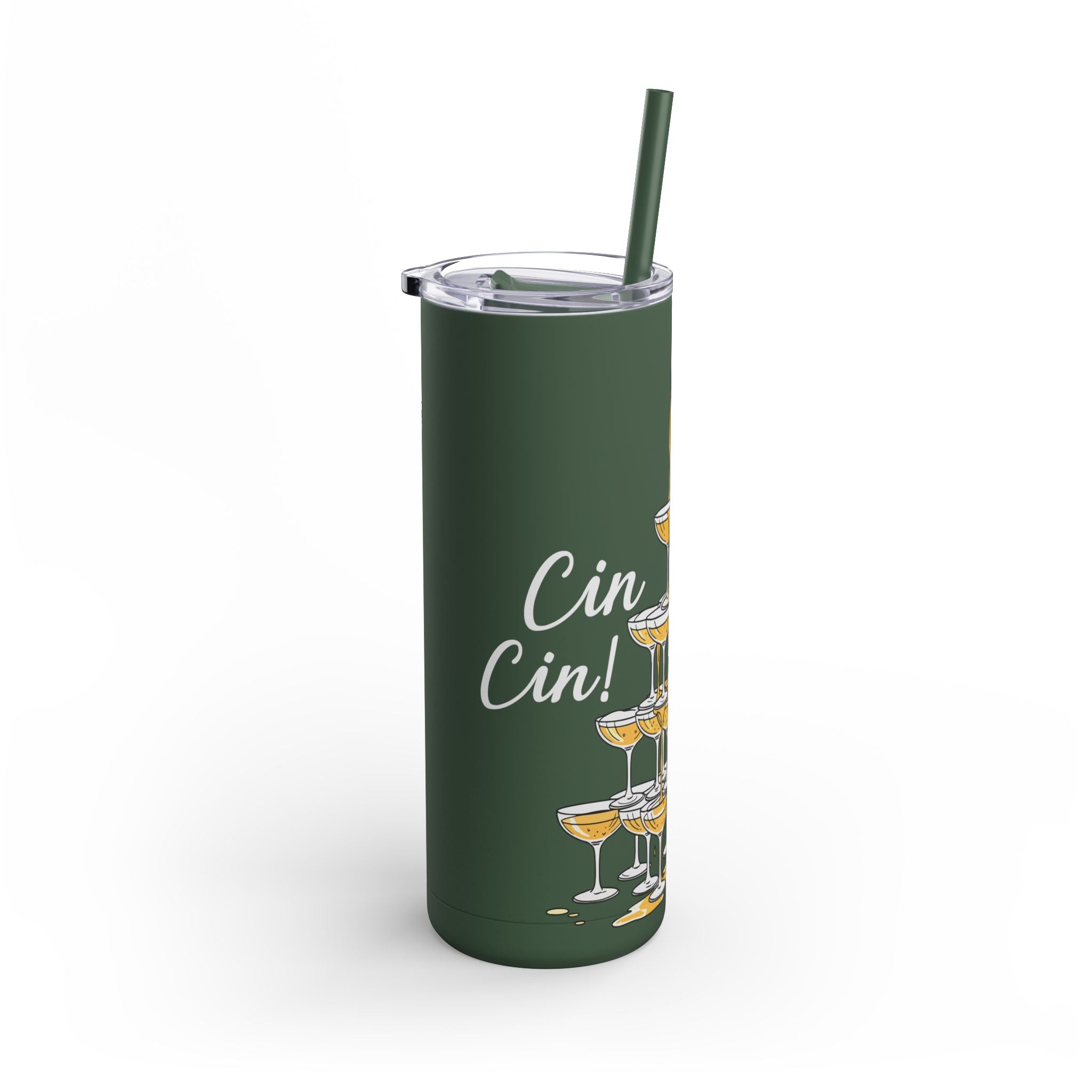 Champagne Celebration Tumbler, 20oz Skinny Matte Travel Mug, Perfect for Parties, Weddings, Birthdays, Toasting!