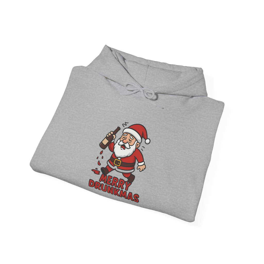 Merry Drunkmas Hoodie, Funny Holiday Sweatshirt, Unisex Christmas Sweater, Santa Humor Gift, Festive Winter Wear