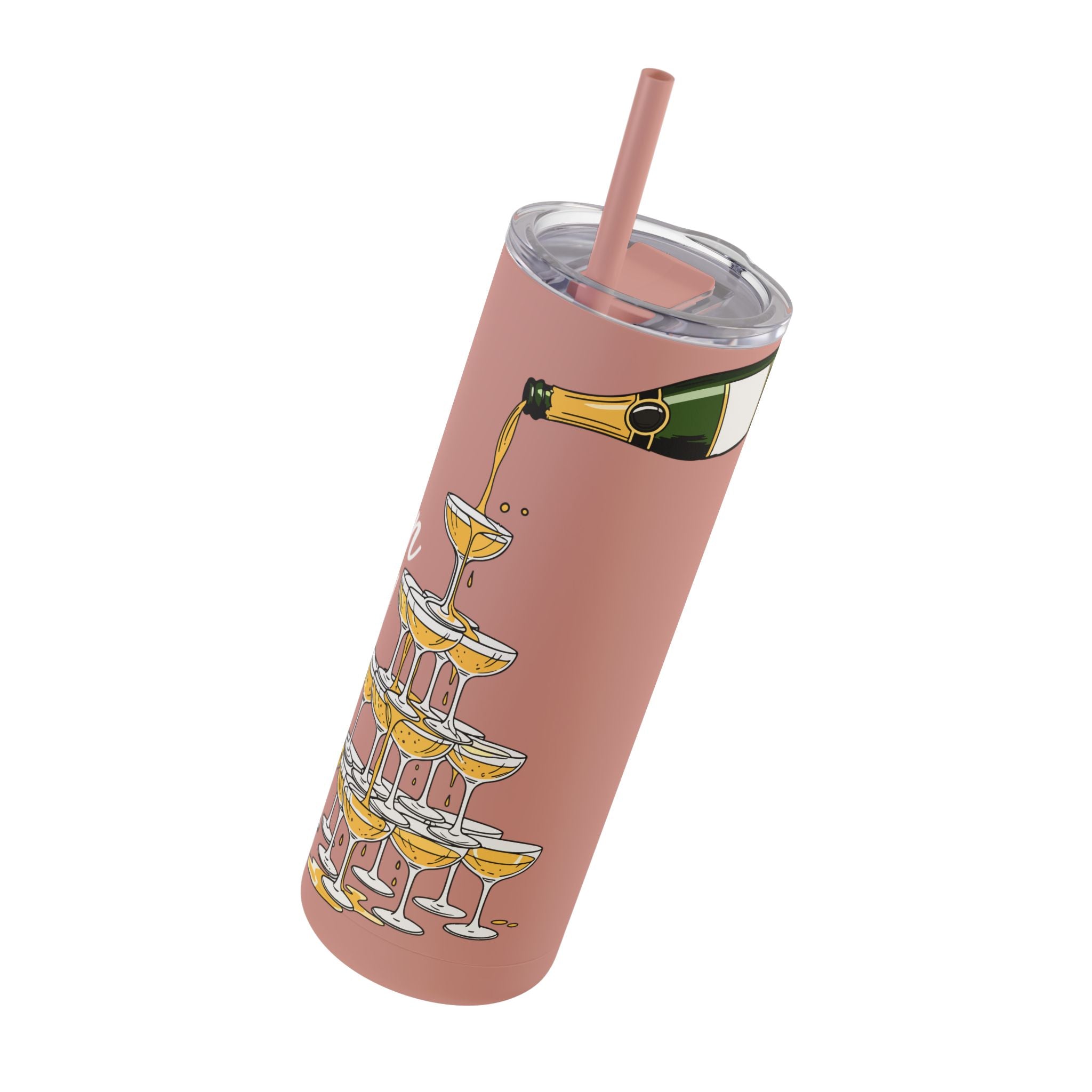 Champagne Celebration Tumbler, 20oz Skinny Matte Travel Mug, Perfect for Parties, Weddings, Birthdays, Toasting!