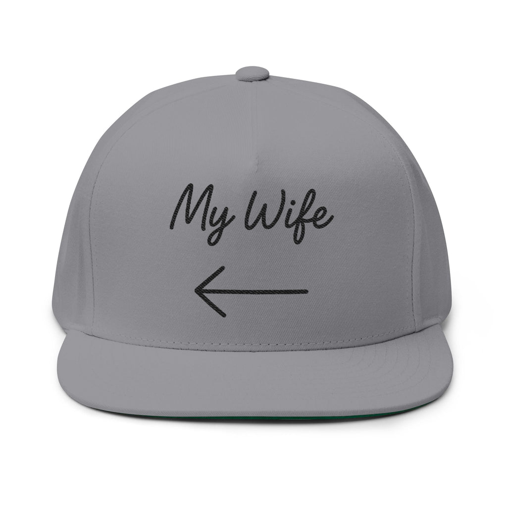 Funny Embroidered Flat Bill Cap - My Wife & Oh Shit