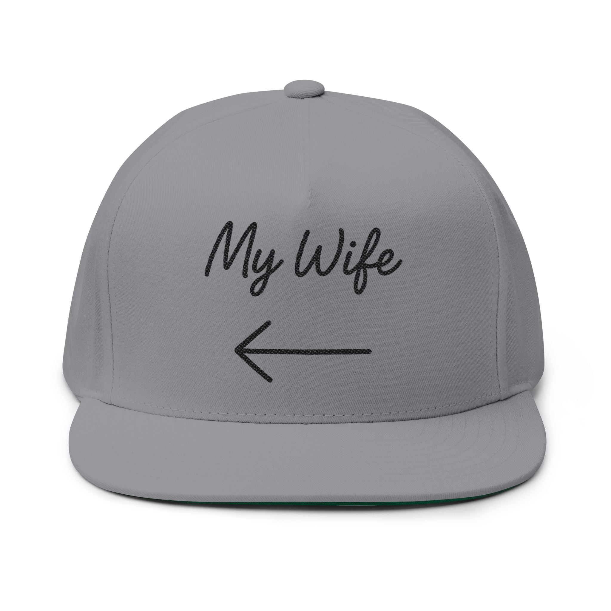 Funny Embroidered Flat Bill Cap - My Wife & Oh Shit