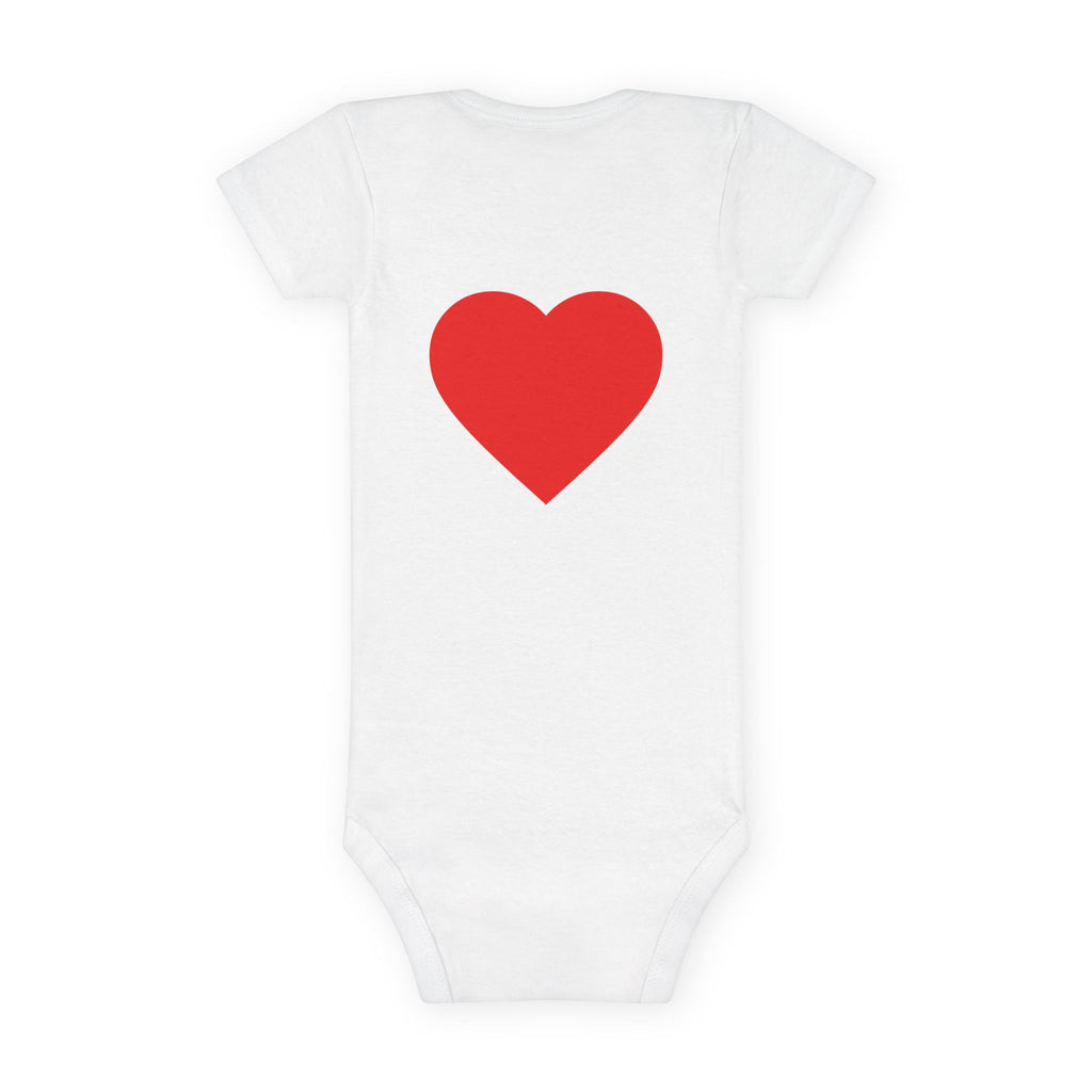 Little Sister Rainbow Onesie – Baby Short Sleeve Bodysuit with Heart Back