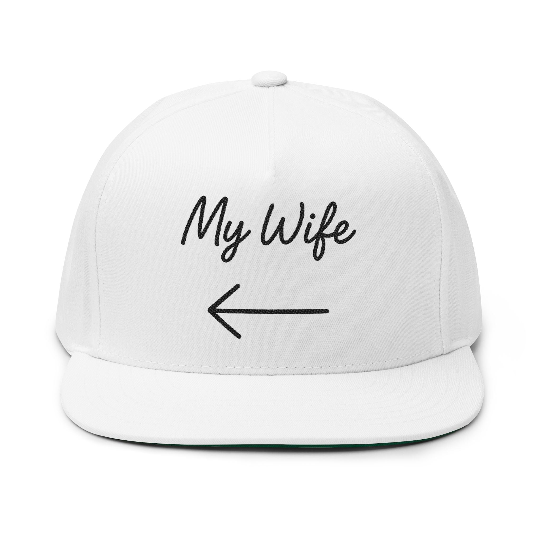 Funny Embroidered Flat Bill Cap - My Wife & Oh Shit