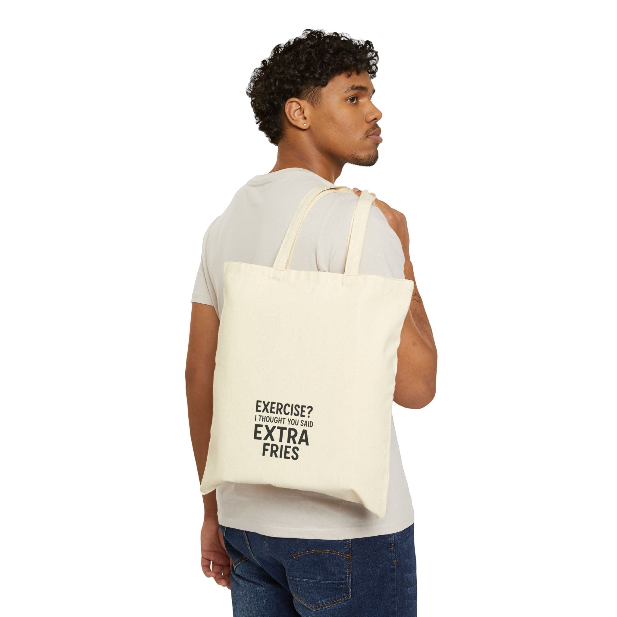 Funny Fitness Cotton Canvas Tote Bag, Gym Bag, Motivational Grocery Tote, Workout Gift, Exercise Humor