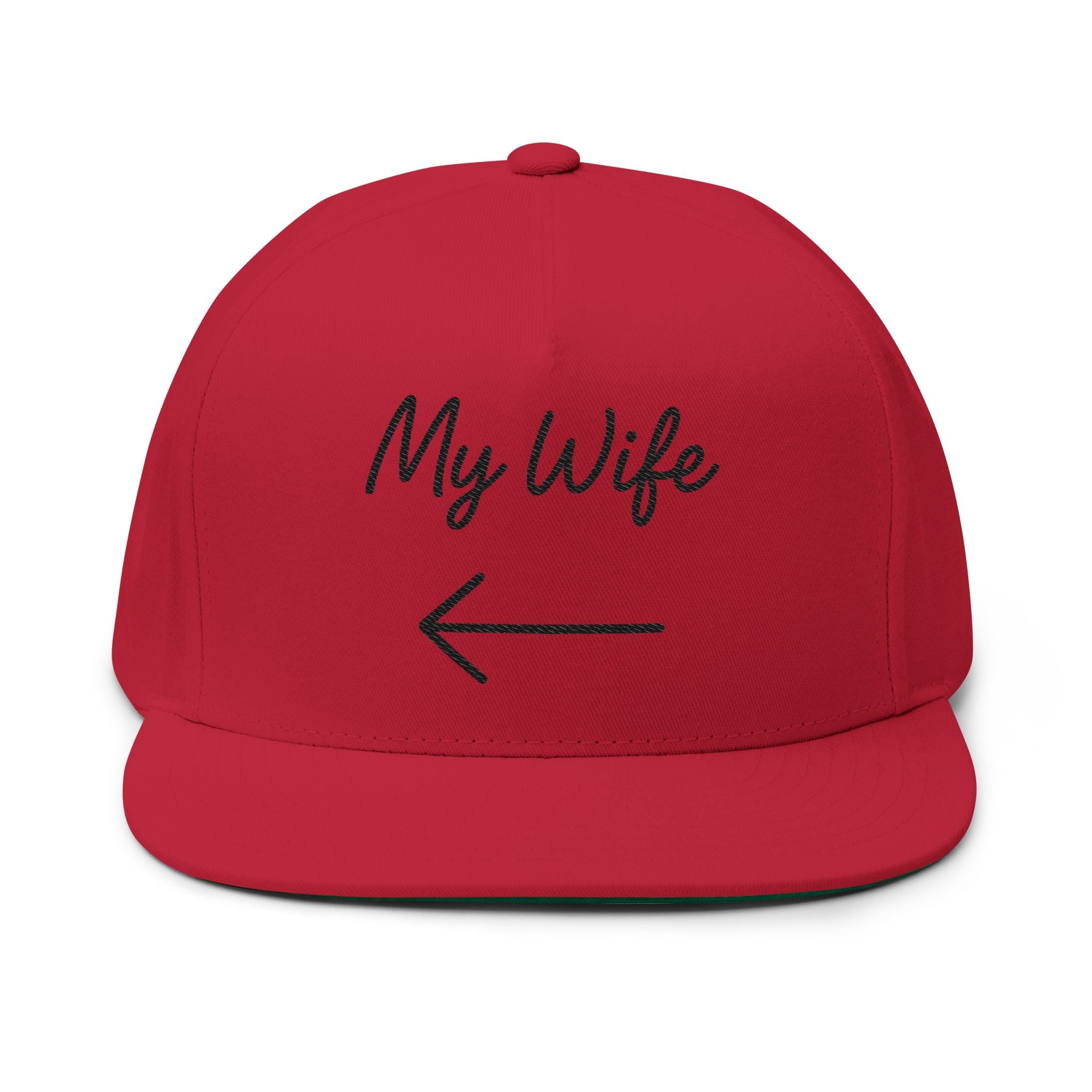 Funny Embroidered Flat Bill Cap - My Wife & Oh Shit
