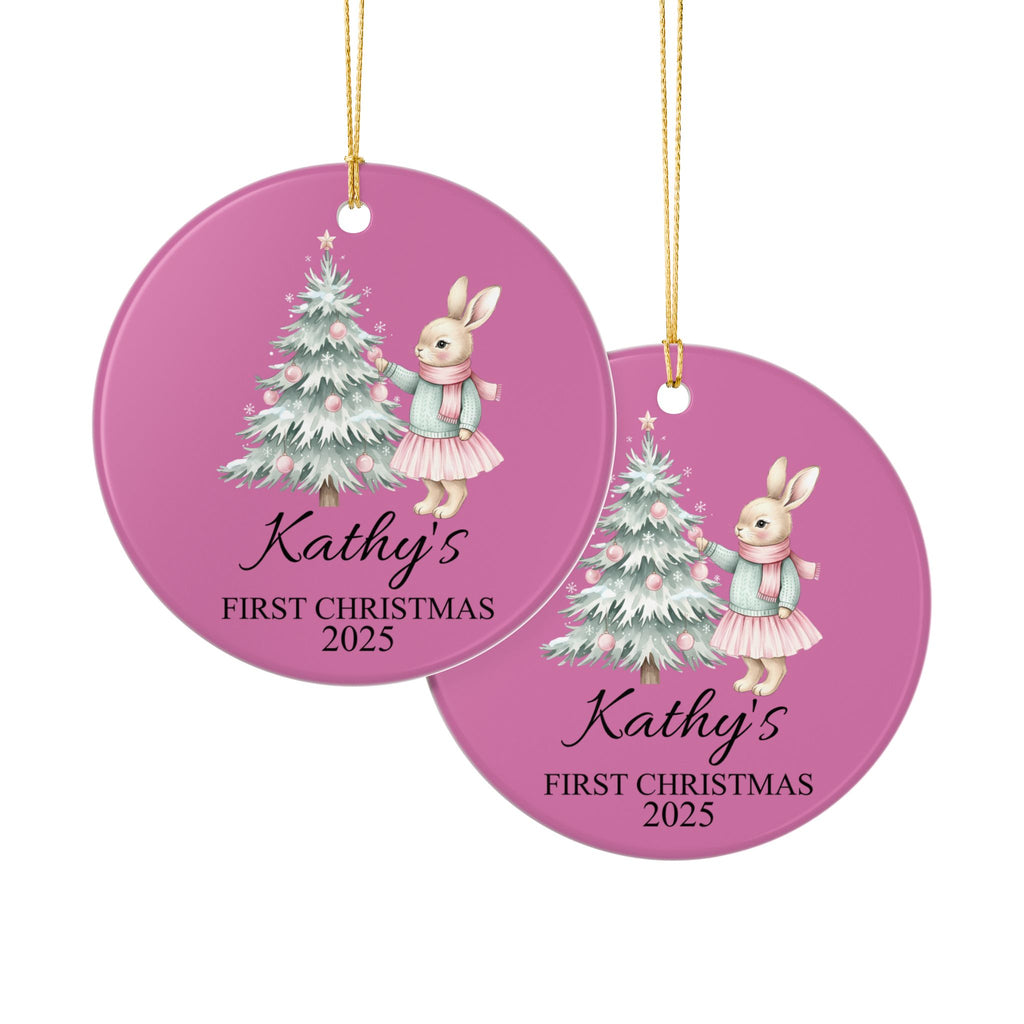 Personalized Ceramic Christmas Ornament - Kathy's First Christmas 2025