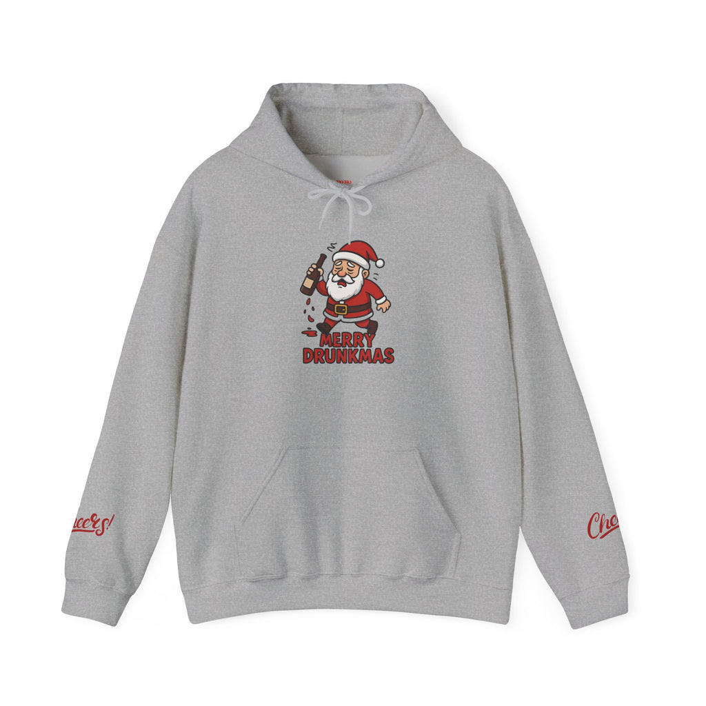 Merry Drunkmas Hoodie, Funny Holiday Sweatshirt, Unisex Christmas Sweater, Santa Humor Gift, Festive Winter Wear