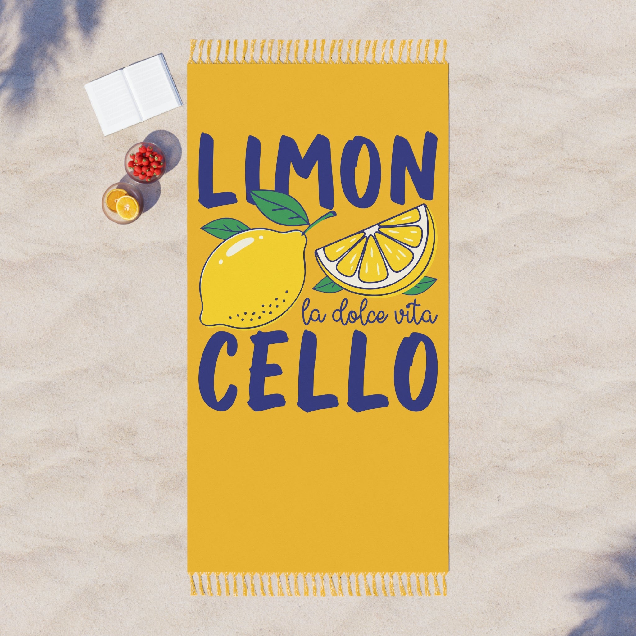 Boho Beach Towel - Limon Cello Lemon Design, Eco-Friendly Summer Essential, Poolside Fun, Gift for Beach Lovers, Vibrant Towels, [...]