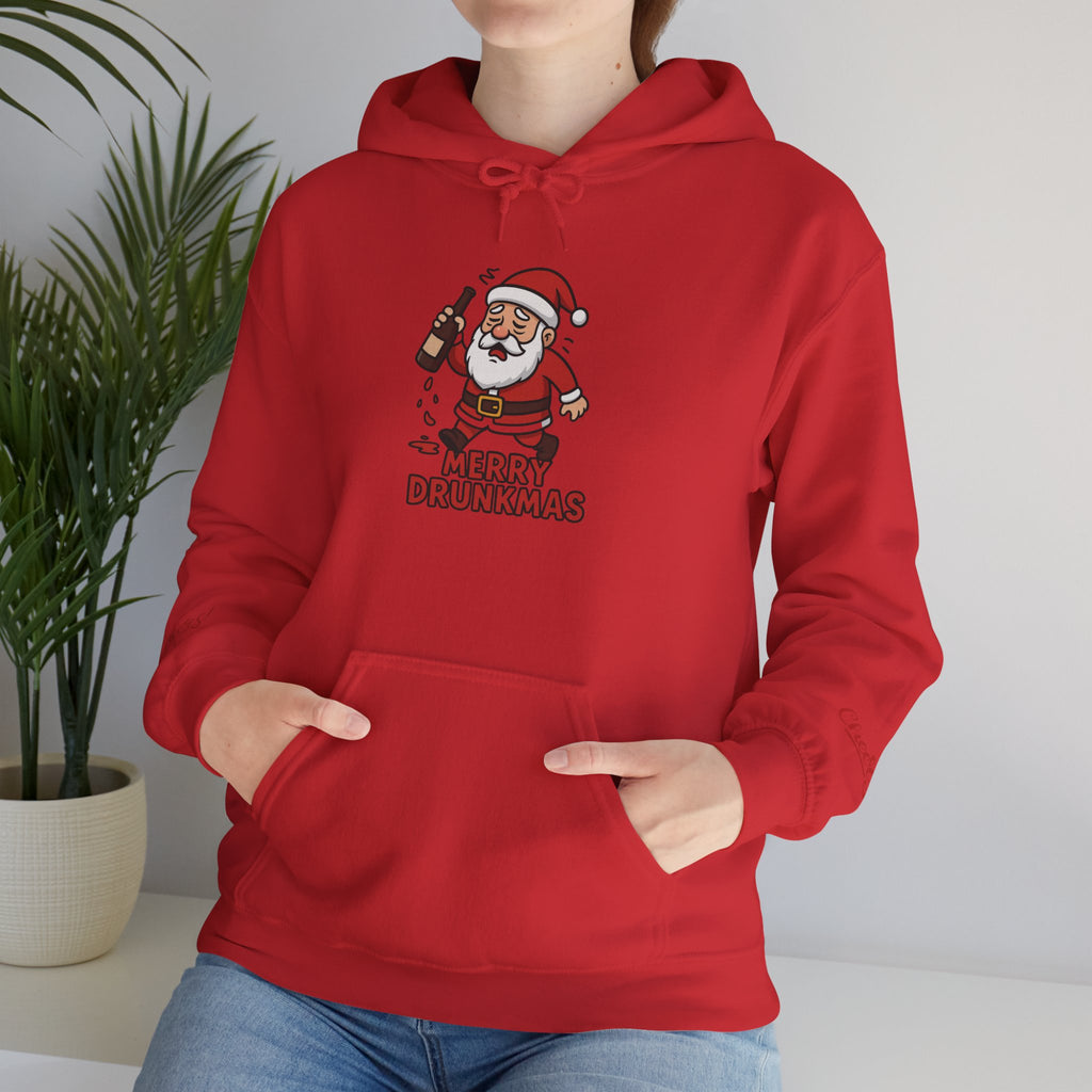 Merry Drunkmas Hoodie, Funny Holiday Sweatshirt, Unisex Christmas Sweater, Santa Humor Gift, Festive Winter Wear