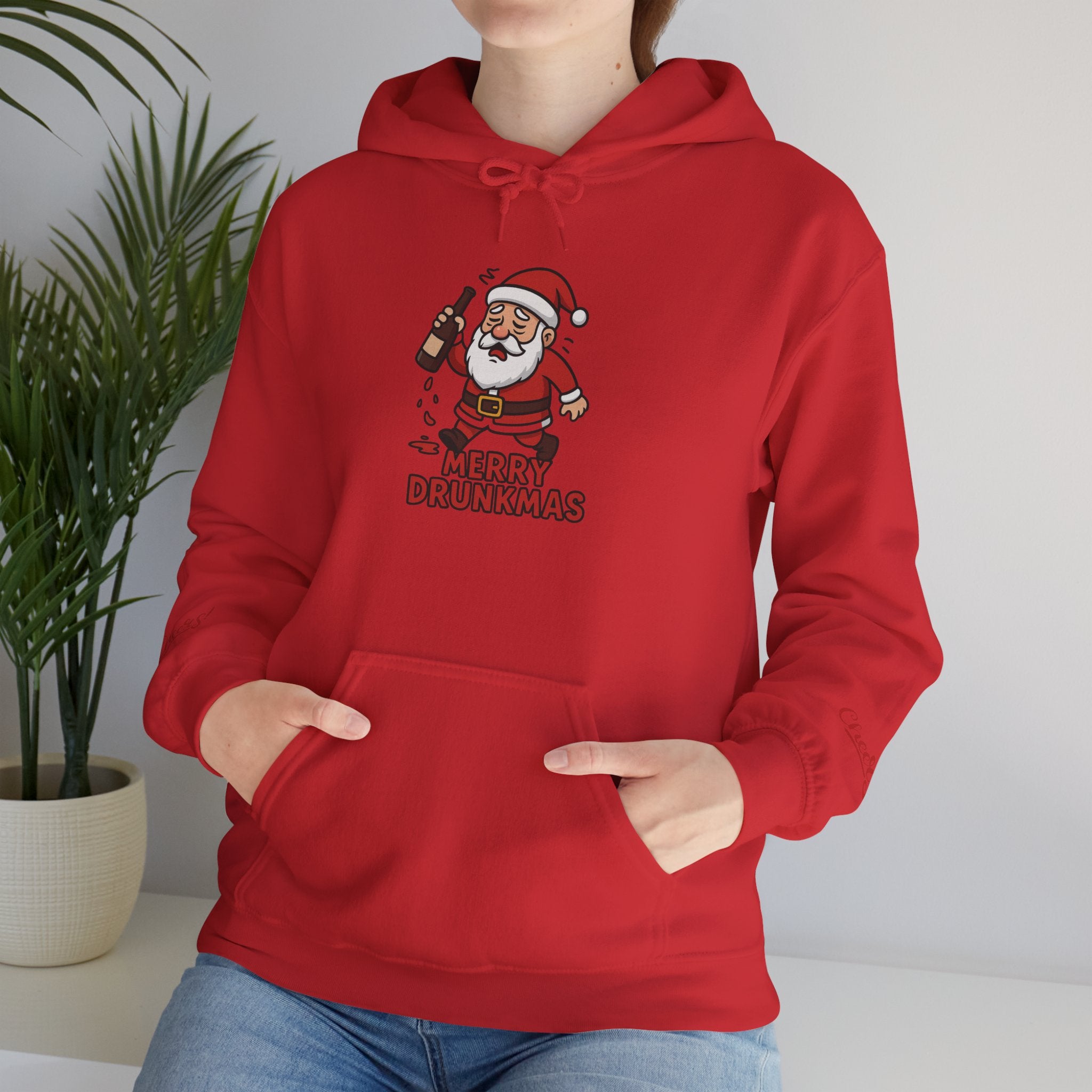 Merry Drunkmas Hoodie, Funny Holiday Sweatshirt, Unisex Christmas Sweater, Santa Humor Gift, Festive Winter Wear