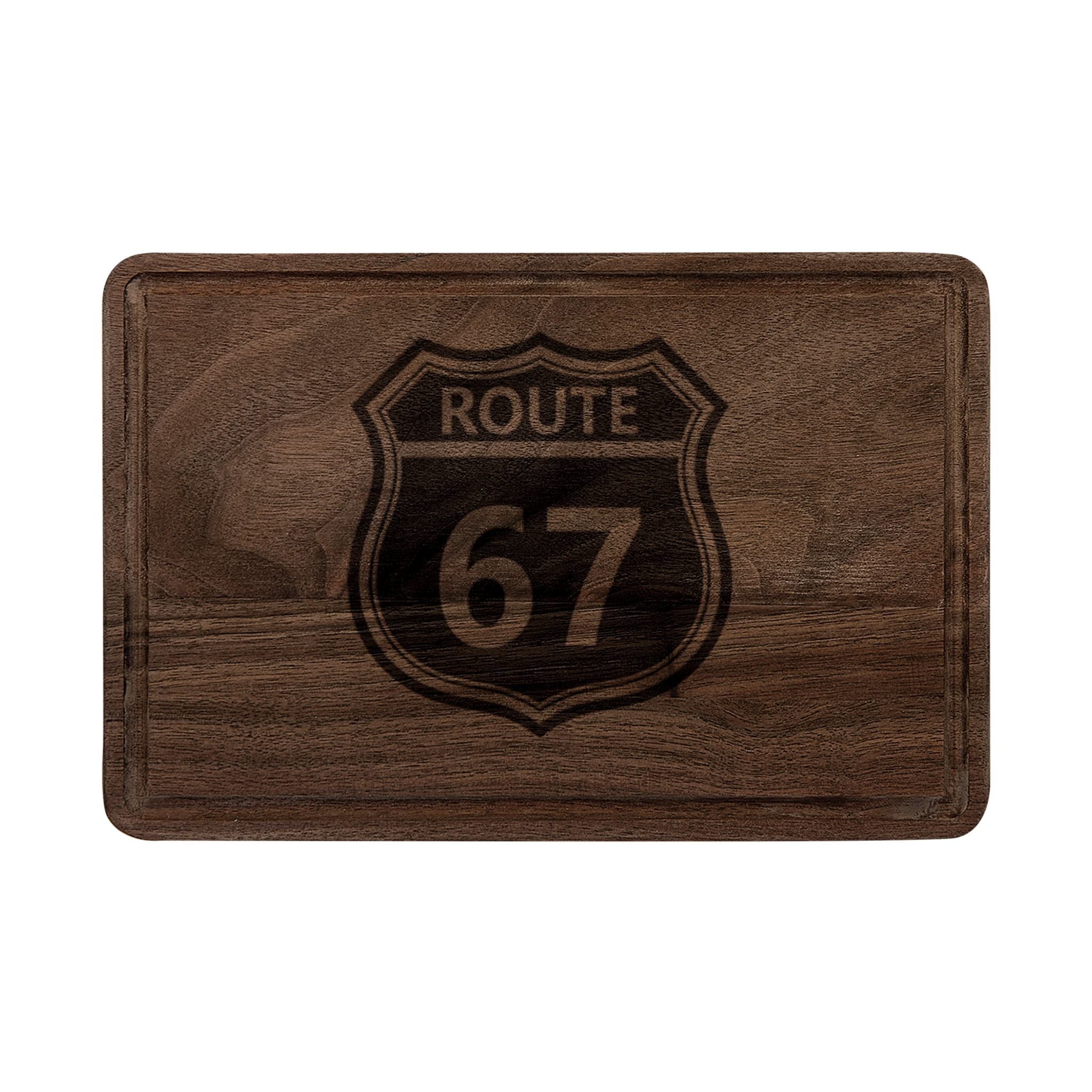 Route 67 Engraved Wooden Cutting Board - Rustic Highway Sign Kitchen Gift