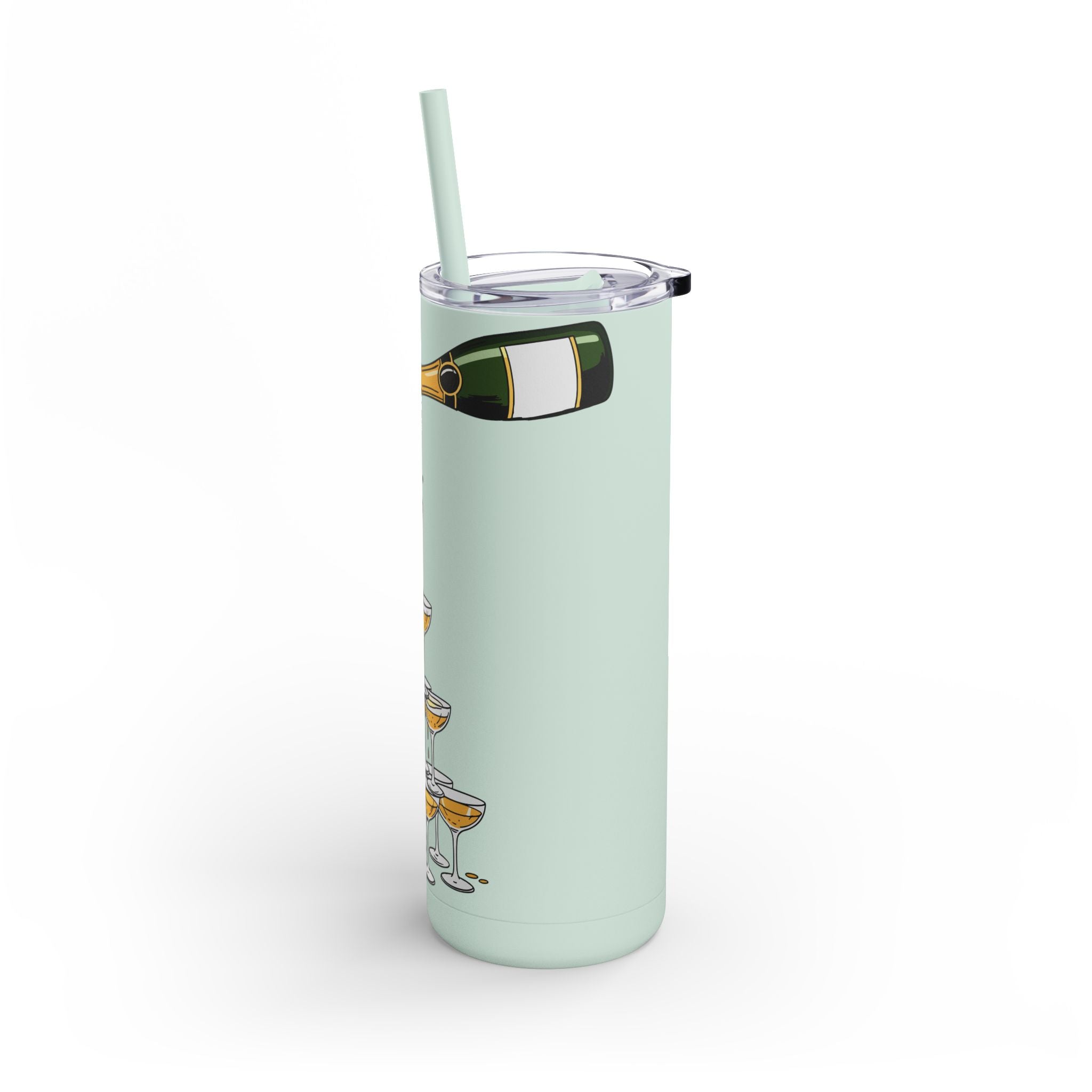 Champagne Celebration Tumbler, 20oz Skinny Matte Travel Mug, Perfect for Parties, Weddings, Birthdays, Toasting!