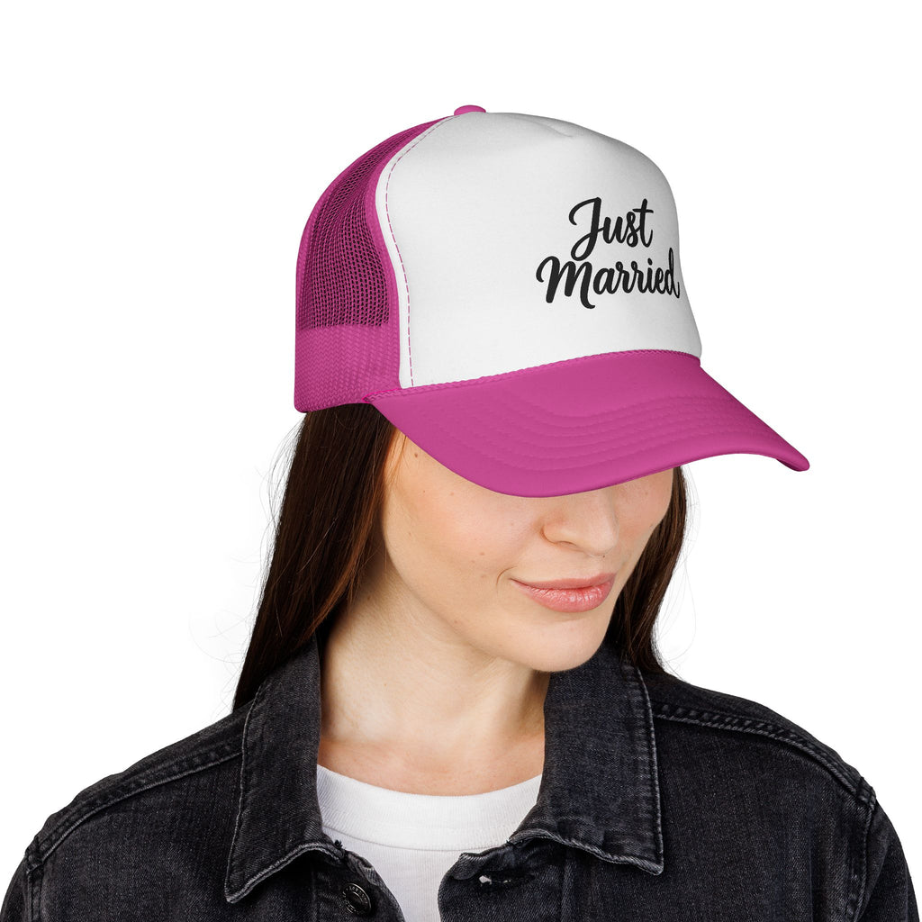 Just Married Trucker Cap - Bridal Party Hat for Newlyweds