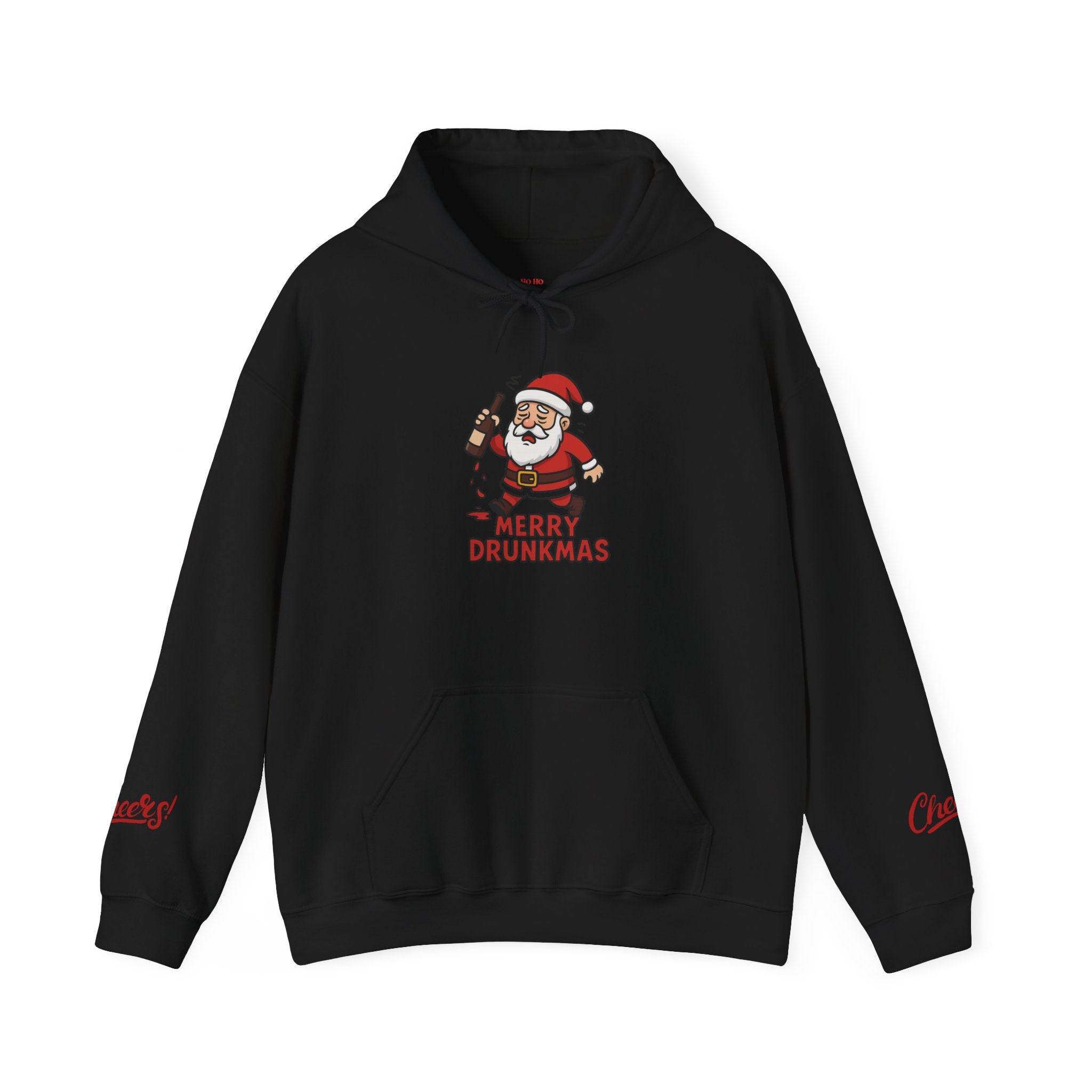 Merry Drunkmas Hoodie, Funny Holiday Sweatshirt, Unisex Christmas Sweater, Santa Humor Gift, Festive Winter Wear