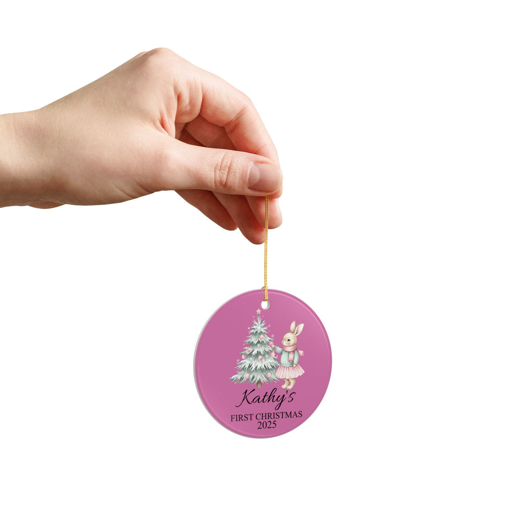 Personalized Ceramic Christmas Ornament - Kathy's First Christmas 2025