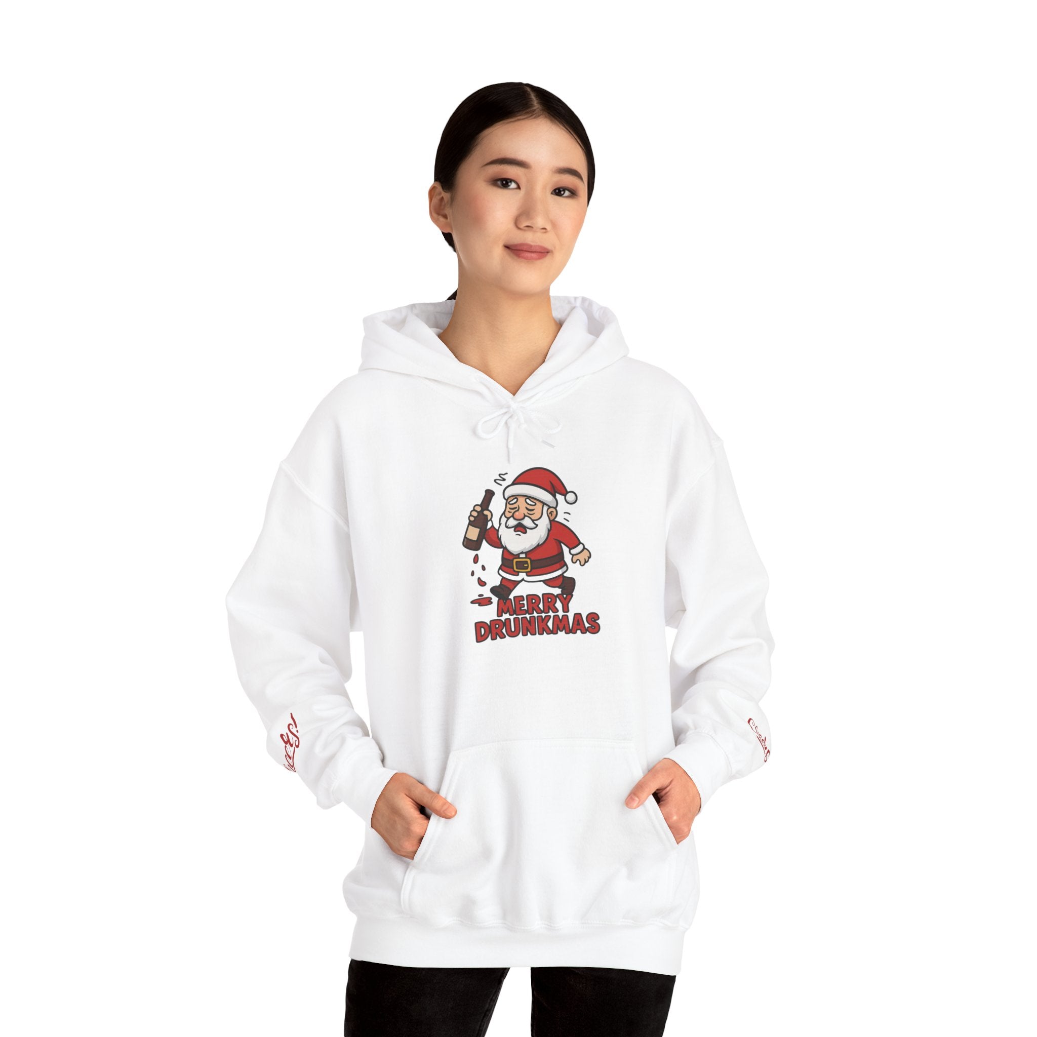 Merry Drunkmas Hoodie, Funny Holiday Sweatshirt, Unisex Christmas Sweater, Santa Humor Gift, Festive Winter Wear