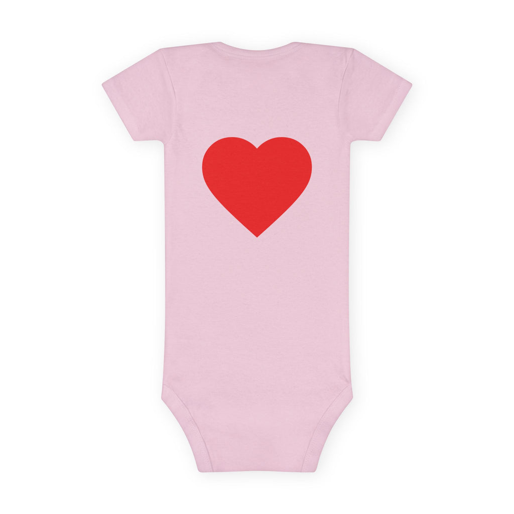 Little Sister Rainbow Onesie – Baby Short Sleeve Bodysuit with Heart Back