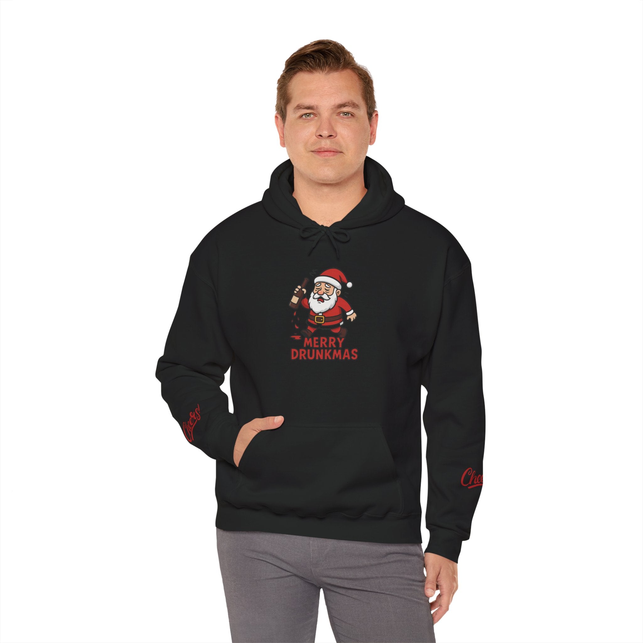 Merry Drunkmas Hoodie, Funny Holiday Sweatshirt, Unisex Christmas Sweater, Santa Humor Gift, Festive Winter Wear