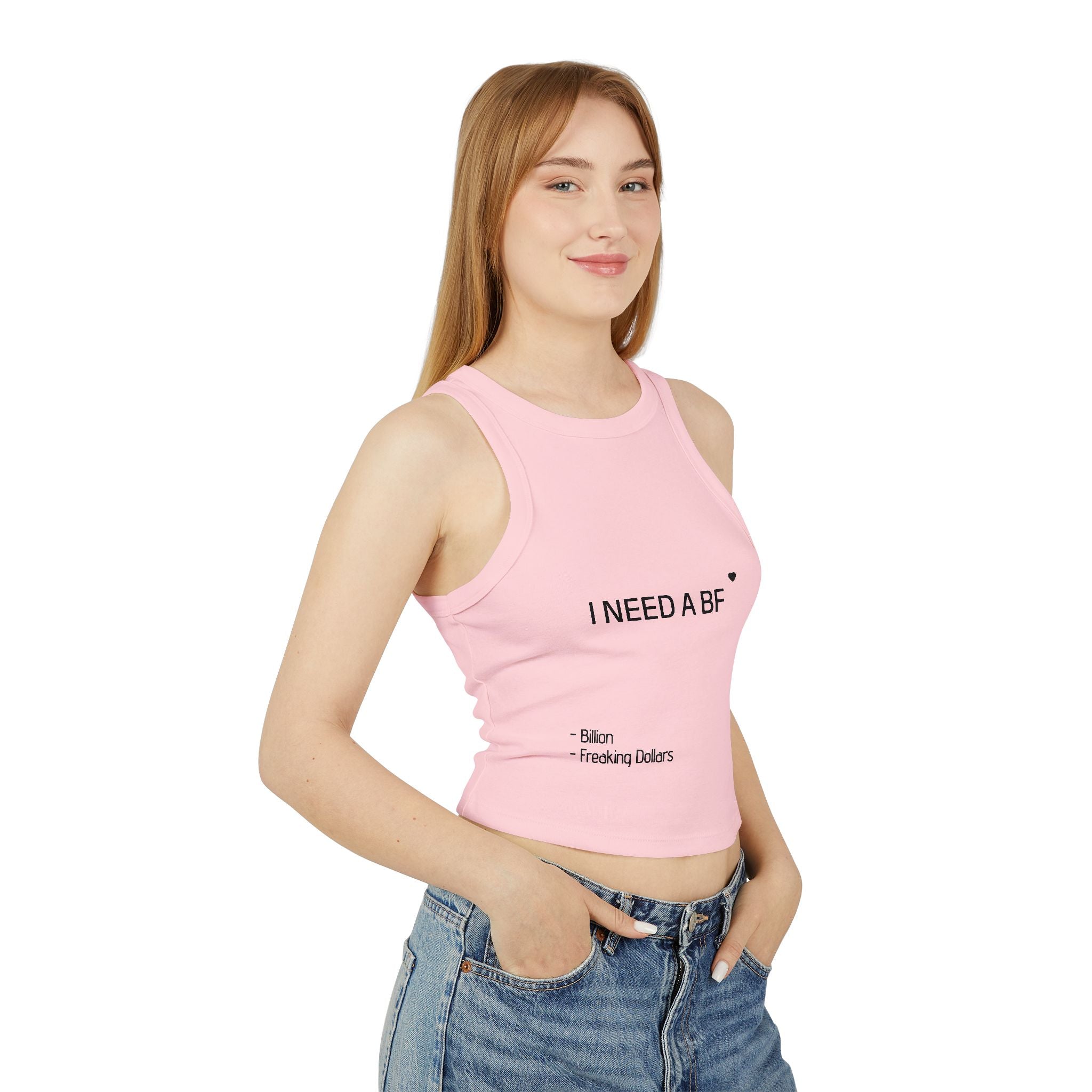 I Need a BF Micro Rib Racer Tank Top for Fun Summer Vibes, Casual Wear, Gift for Friends, Flirty Fashion